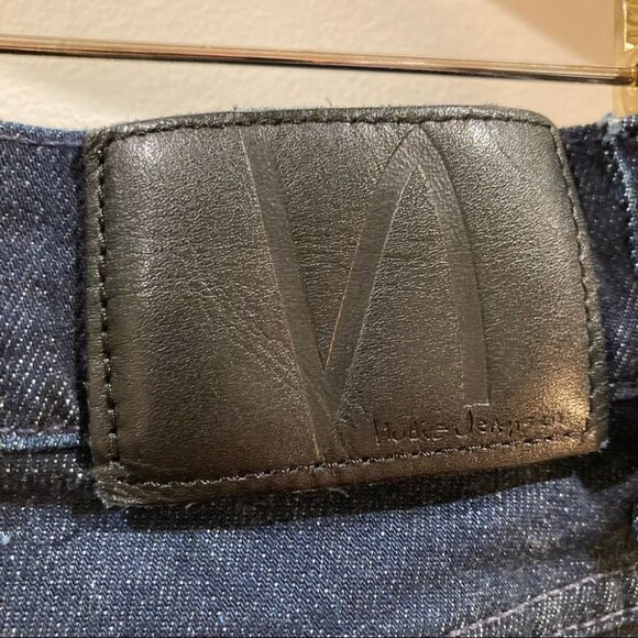 NUDIE Sz 32 Grim Tim Dry Navy Dips Colour Jeans - Picture 5 of 6